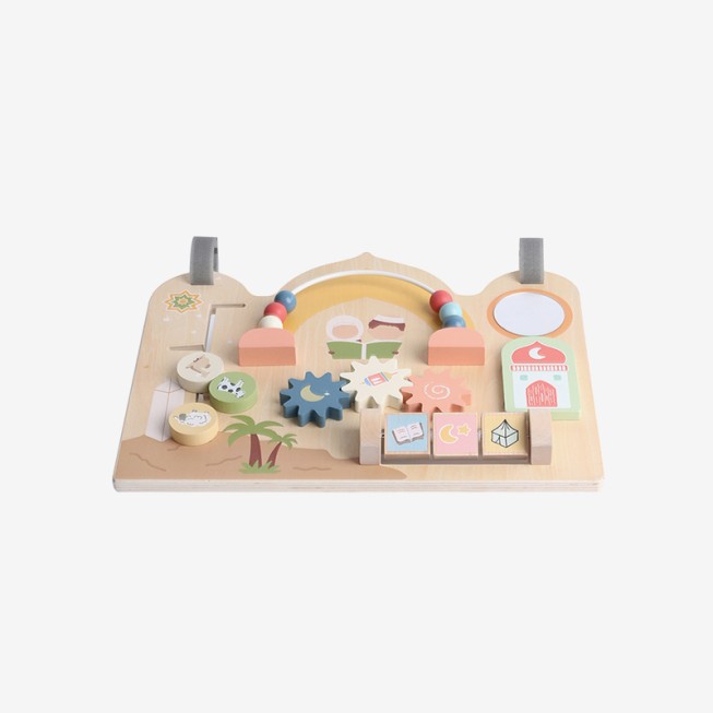 Wooden busy board educational toy