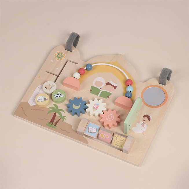 Wooden busy board educational toy