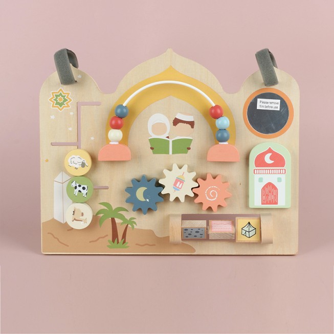 Wooden busy board educational toy