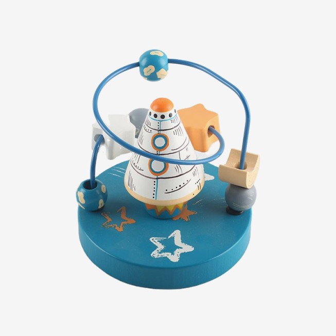 Space station themed cartoon bead stacking puzzle toy