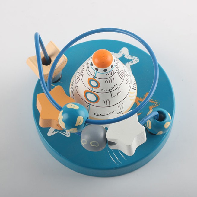 Space station themed cartoon bead stacking puzzle toy
