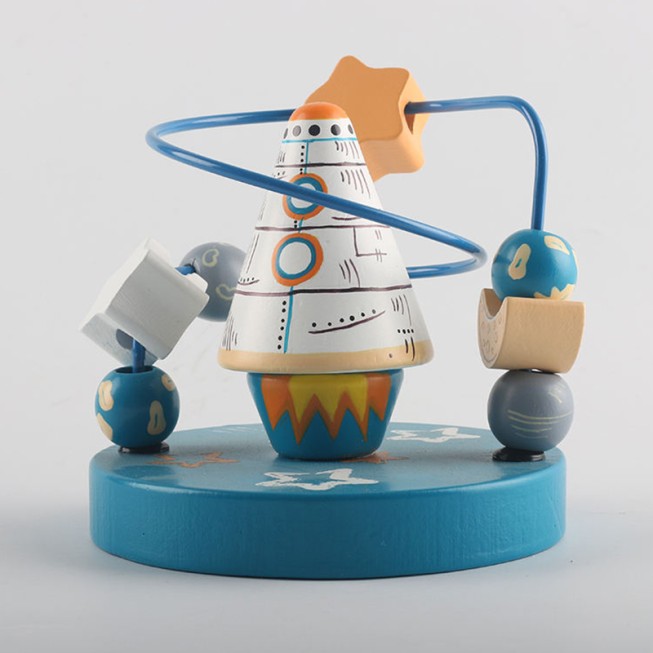 Space station themed cartoon bead stacking puzzle toy