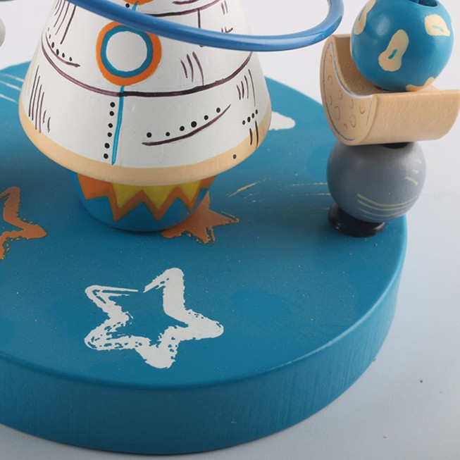 Space station themed cartoon bead stacking puzzle toy