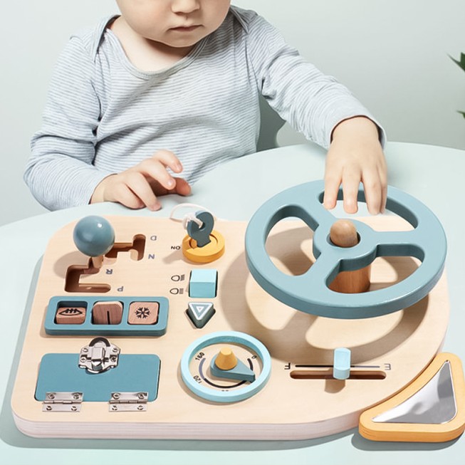 Steering wheel driving scene busy board educational toy