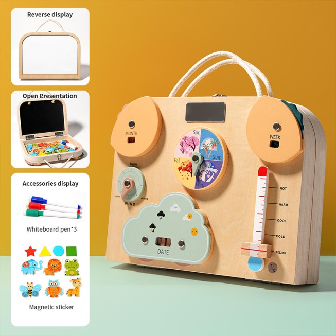 Wooden folding busy box educational toy
