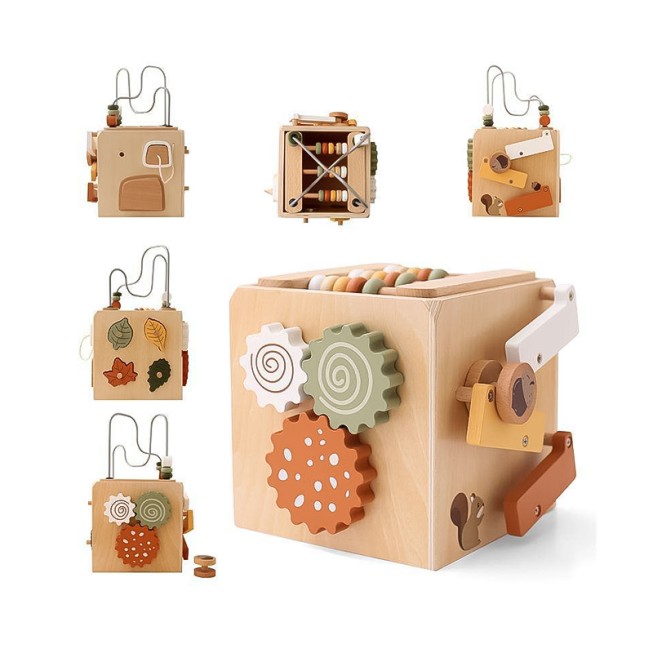 Geometric shape matching busy box puzzle toy