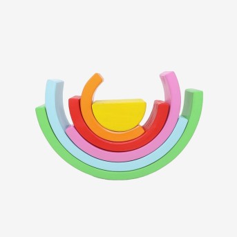 Rainbow wooden stacking blocks puzzle toy