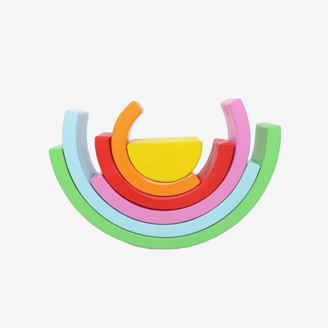 Rainbow wooden stacking blocks puzzle toy