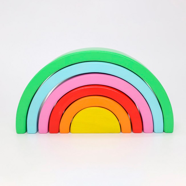 Rainbow wooden stacking blocks puzzle toy