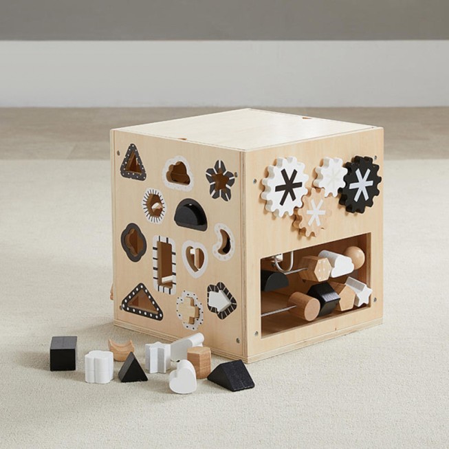 Sensory busy box wooden educational toy