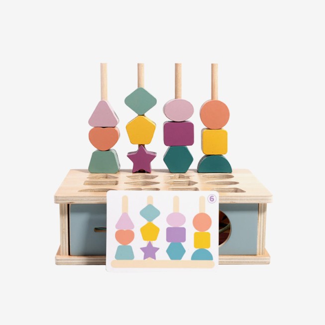 Geometric shape matching drawer puzzle toy