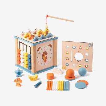 Cube-shaped multi-functional educational toy