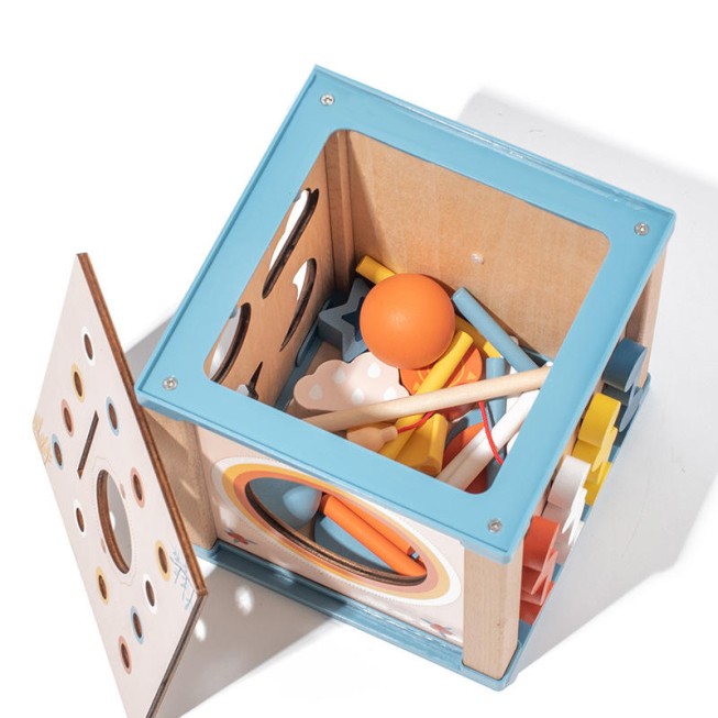 Cube-shaped multi-functional educational toy