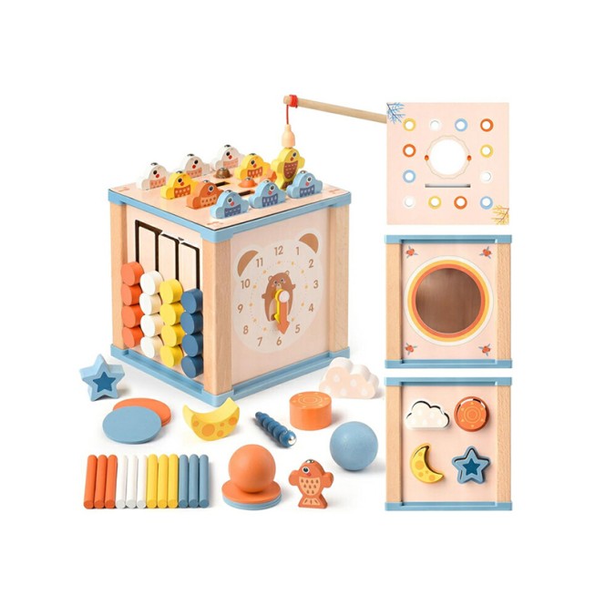 Cube-shaped multi-functional educational toy