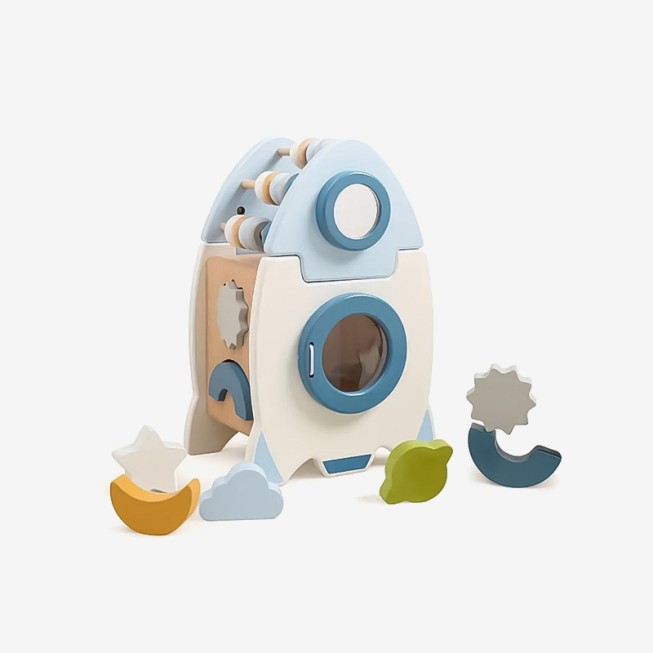 Rocket-shaped multi-functional educational toy
