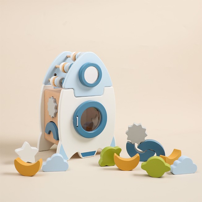 Rocket-shaped multi-functional educational toy