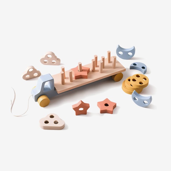 Trailer stacking building block educational toy