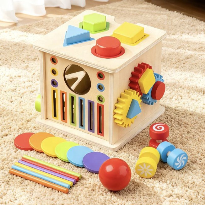 Interactive colorful cube puzzle toy