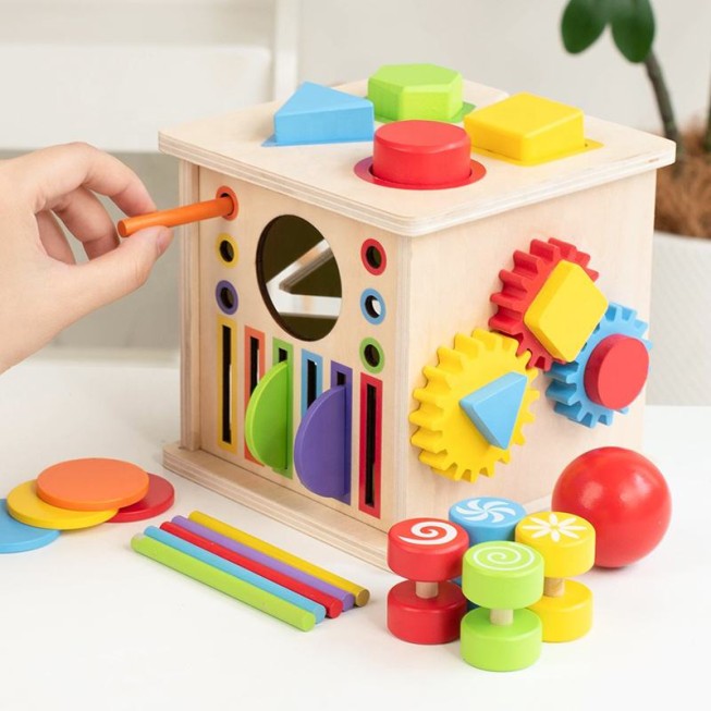Interactive colorful cube puzzle toy
