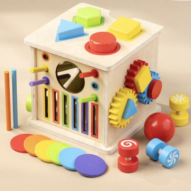 Interactive colorful cube puzzle toy