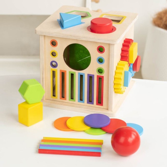 Interactive colorful cube puzzle toy