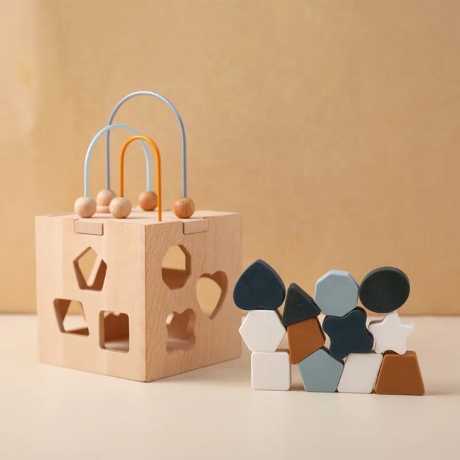 Activity wooden cube educational toy