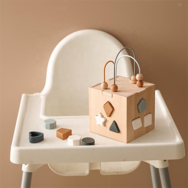 Activity wooden cube educational toy