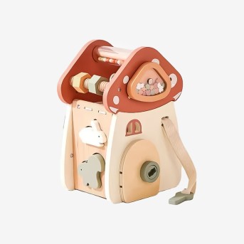 Mushroom-shaped wooden educational toy