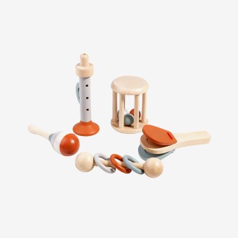 Wooden five-piece baby musical toy set