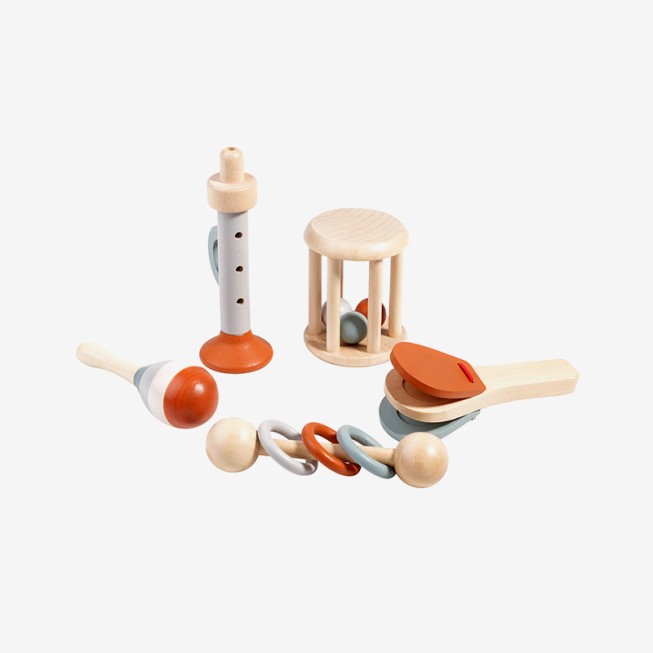 Wooden five-piece baby musical toy set