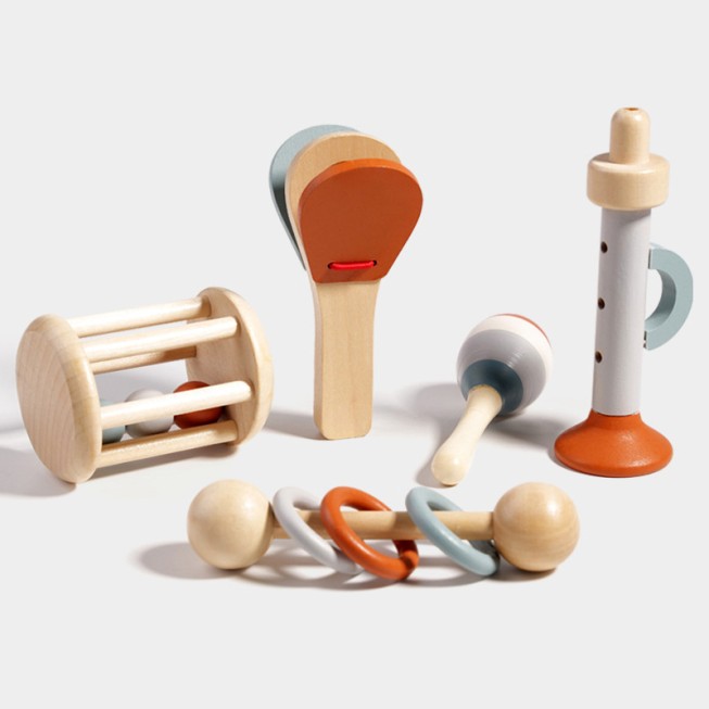 Wooden five-piece baby musical toy set