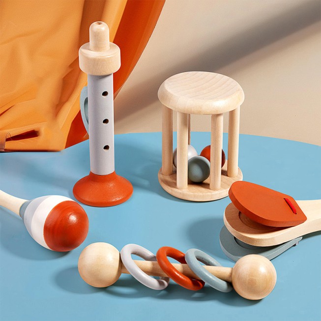 Wooden five-piece baby musical toy set