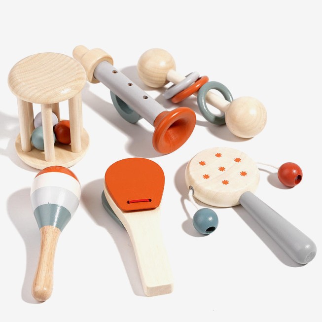 Wooden five-piece baby musical toy set