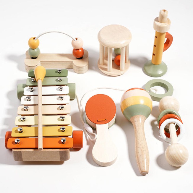 Wooden seven-piece baby musical toy set