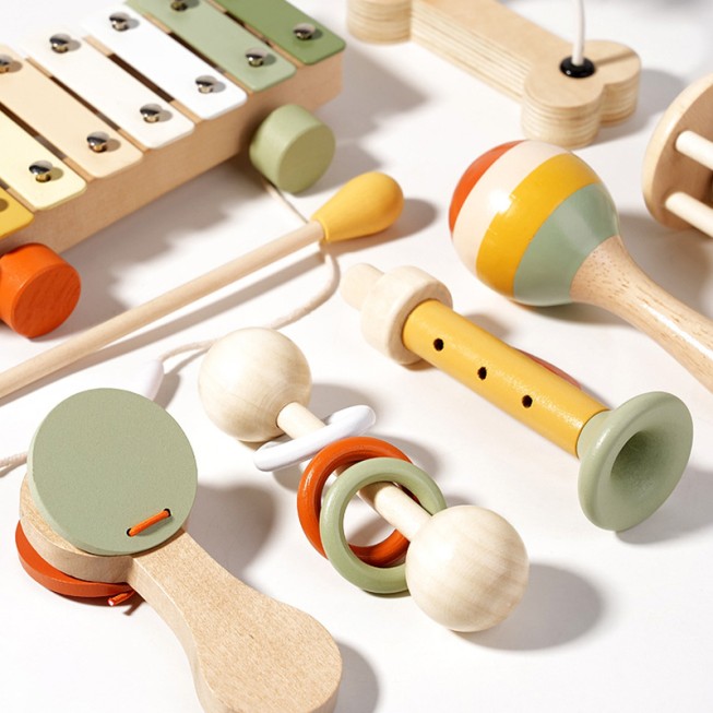 Wooden seven-piece baby musical toy set
