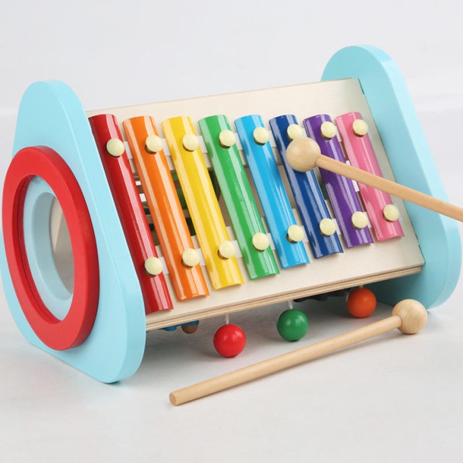 5-in-1 multi-functional wooden baby musical toy