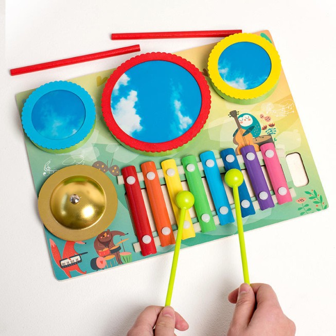 Durable wooden baby musical toy set