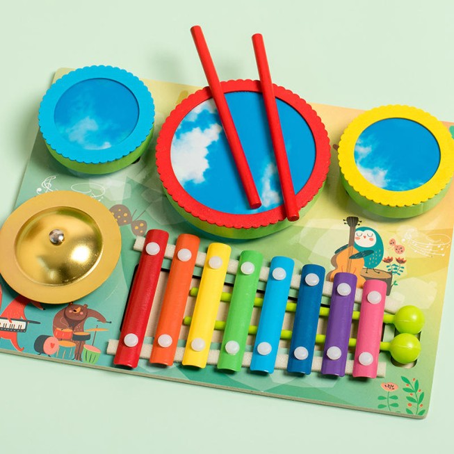 Durable wooden baby musical toy set