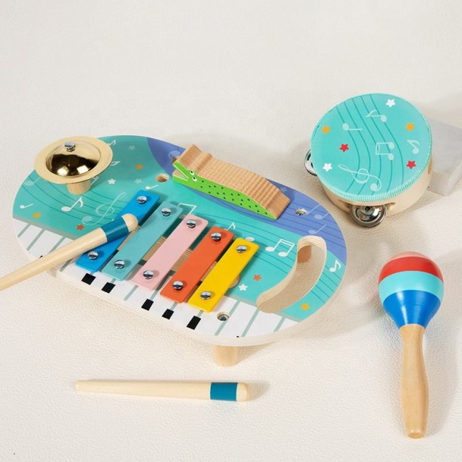 Musical note print baby musical toy set