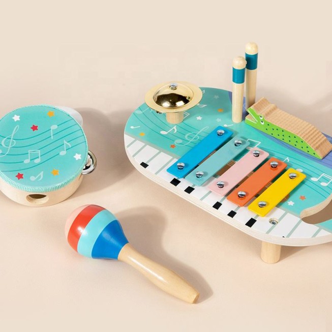 Musical note print baby musical toy set
