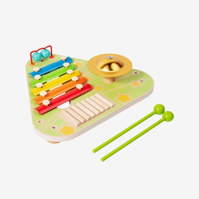Triangular multi-functional baby musical toy
