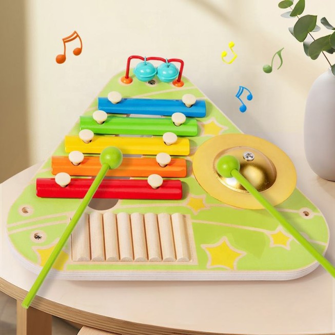 Triangular multi-functional baby musical toy