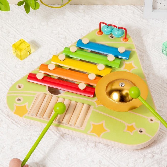 Triangular multi-functional baby musical toy