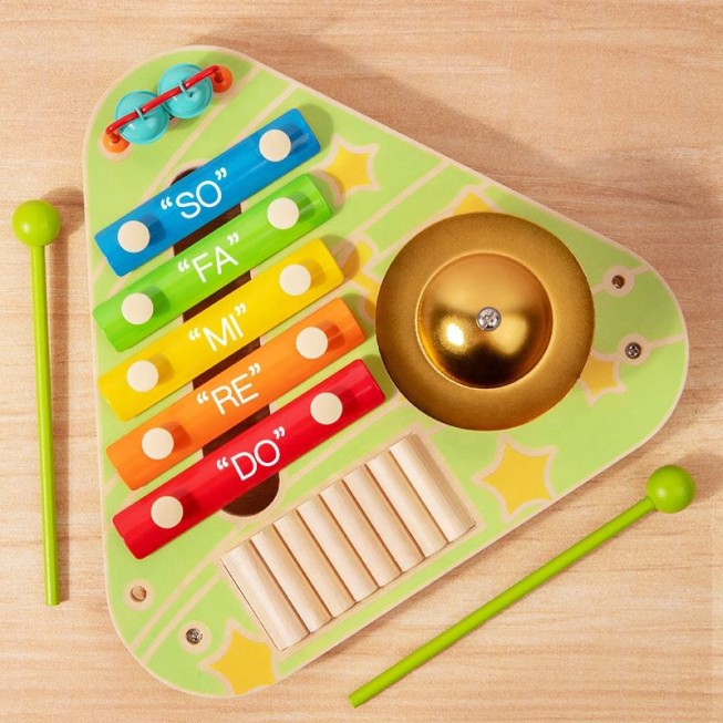 Triangular multi-functional baby musical toy