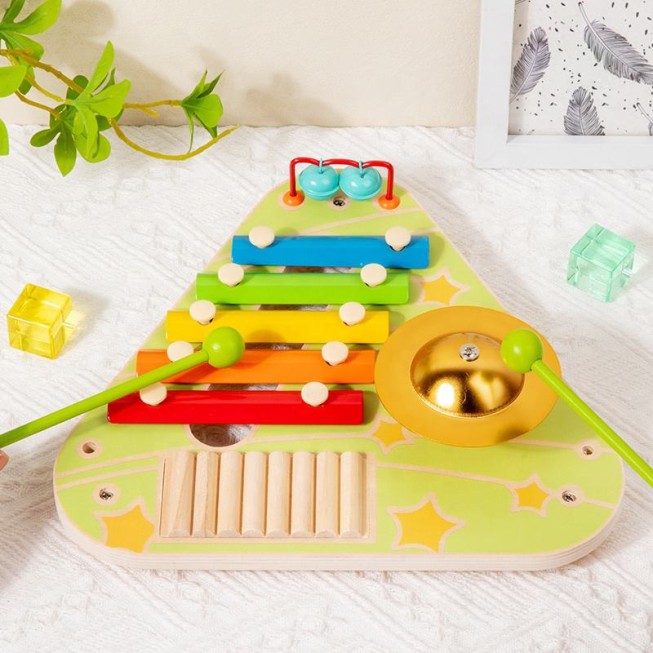 Triangular multi-functional baby musical toy