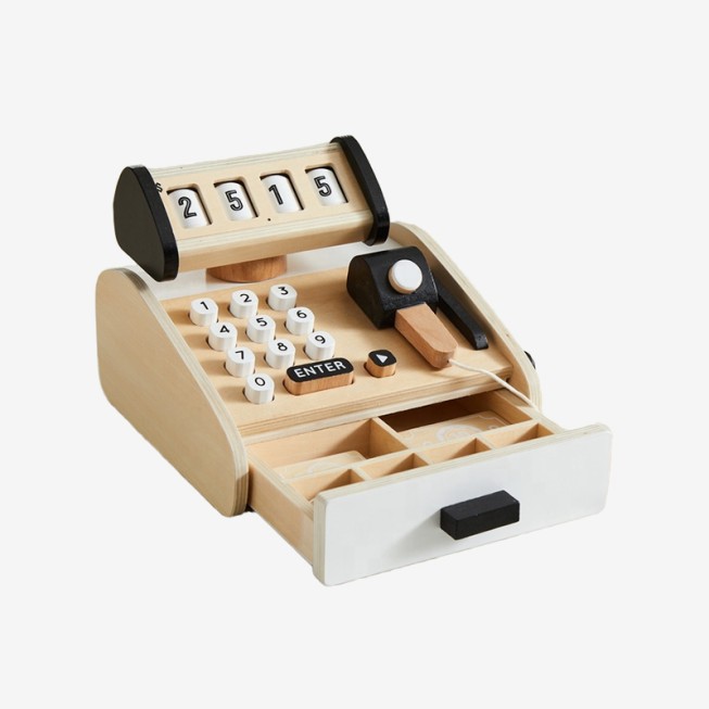 Wooden cash register early education toy