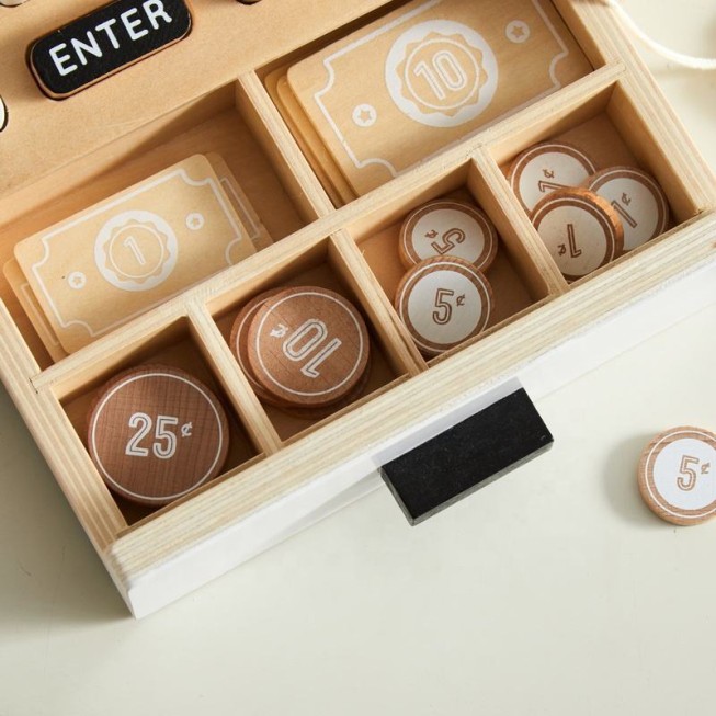 Wooden cash register early education toy