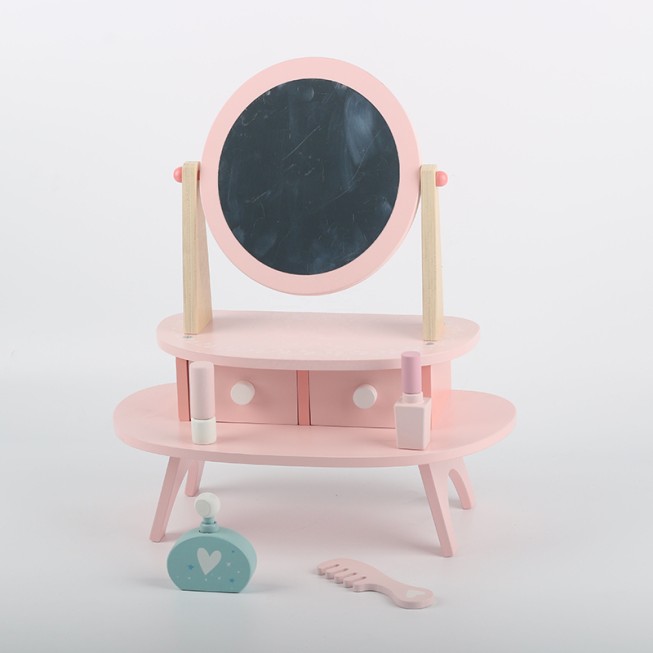 Pink mirror dressing table early education toy