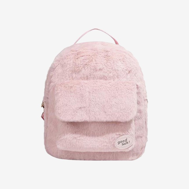 Solid color simple plush children's backpack