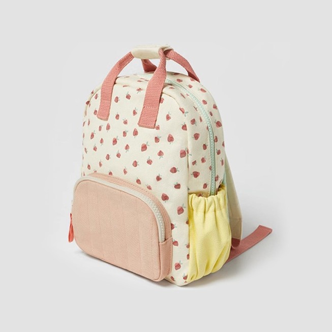 Strawberry print canvas children's backpack